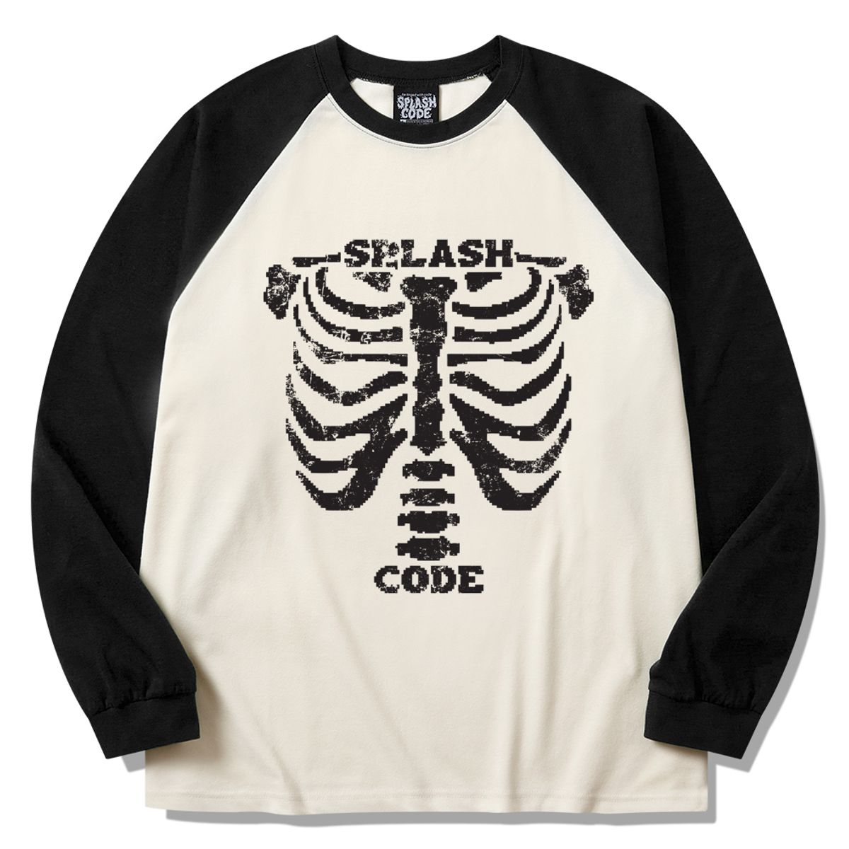 스플래시코드(SPLASHCODE) 래글런 롱슬리브 크림 - 스켈레톤(Skeleton)