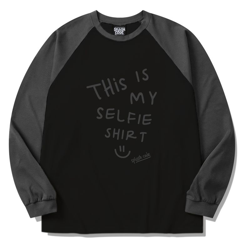 래글런 롱슬리브 블랙 - 셀피 셔츠 두들(Selfie Shirt Doddle)