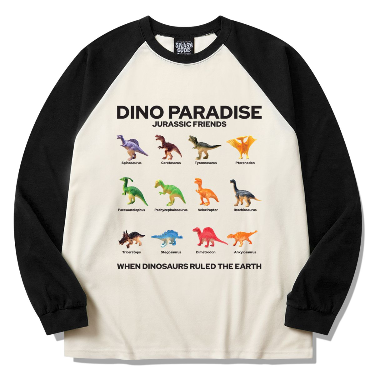 스플래시코드(SPLASHCODE) 래글런 롱슬리브 크림 - 디노 파라다이스(Dino Paradise)