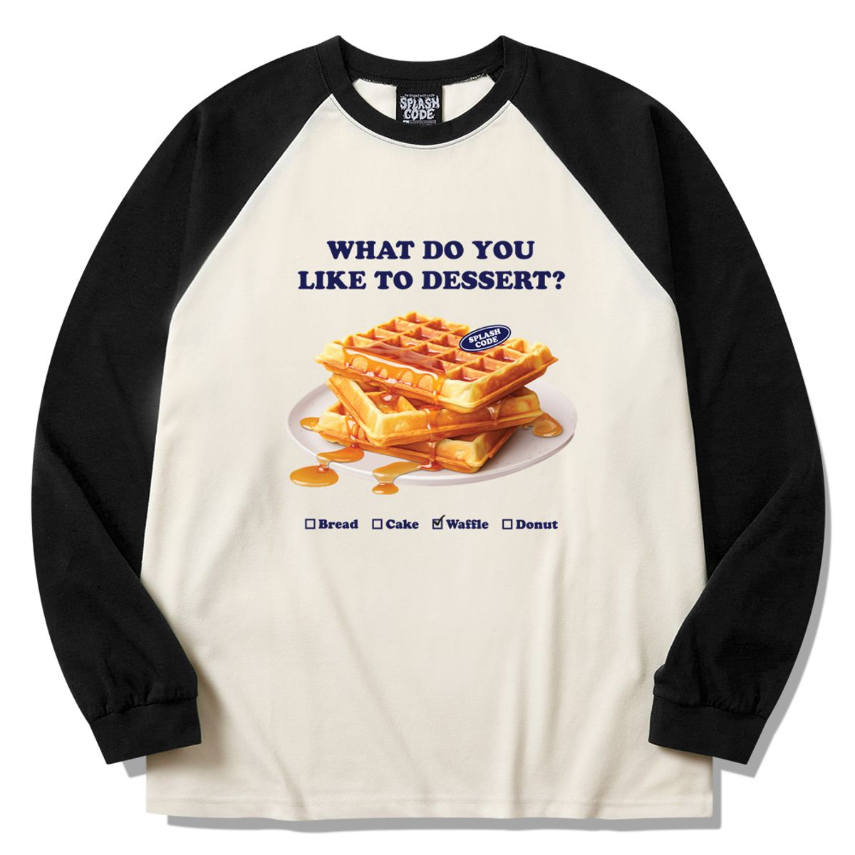 스플래시코드(SPLASHCODE) 래글런 롱슬리브 크림 - 디저트 와플(Dessert Waffle)