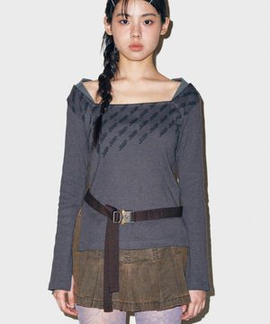 T15.00 Square neck print T-shirt