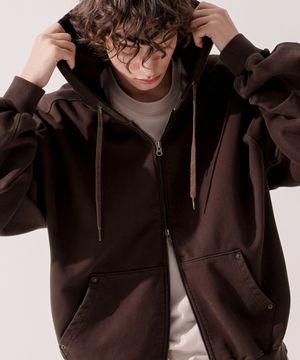 코퍼 피그먼트 크롭 후드집업 브라운 JYHD3570