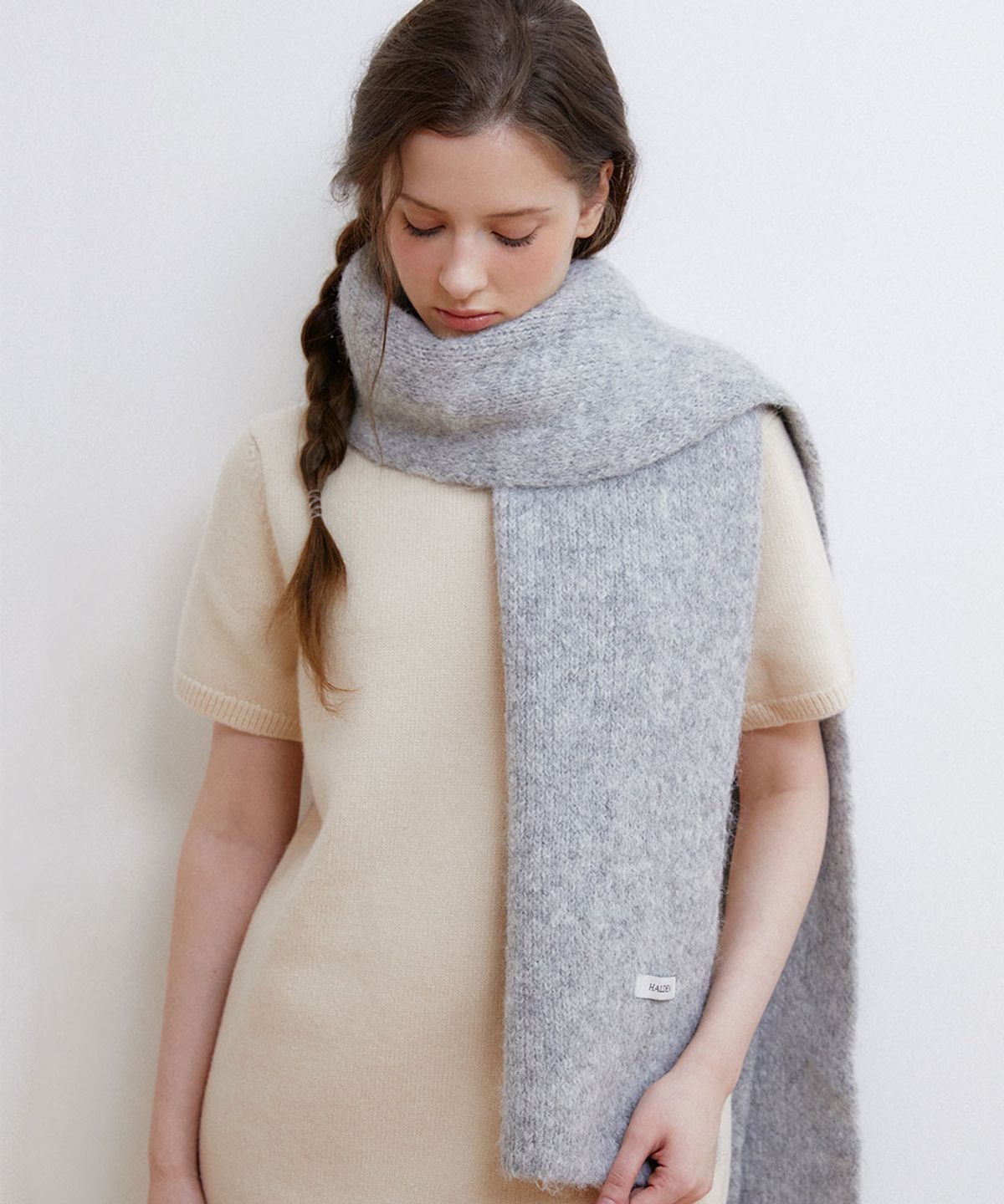 할렌(HALDEN) soft wool knit muffler (M038_grey)