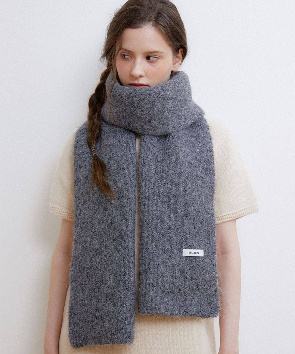 할렌(HALDEN) soft wool knit muffler (M038_charcoal)