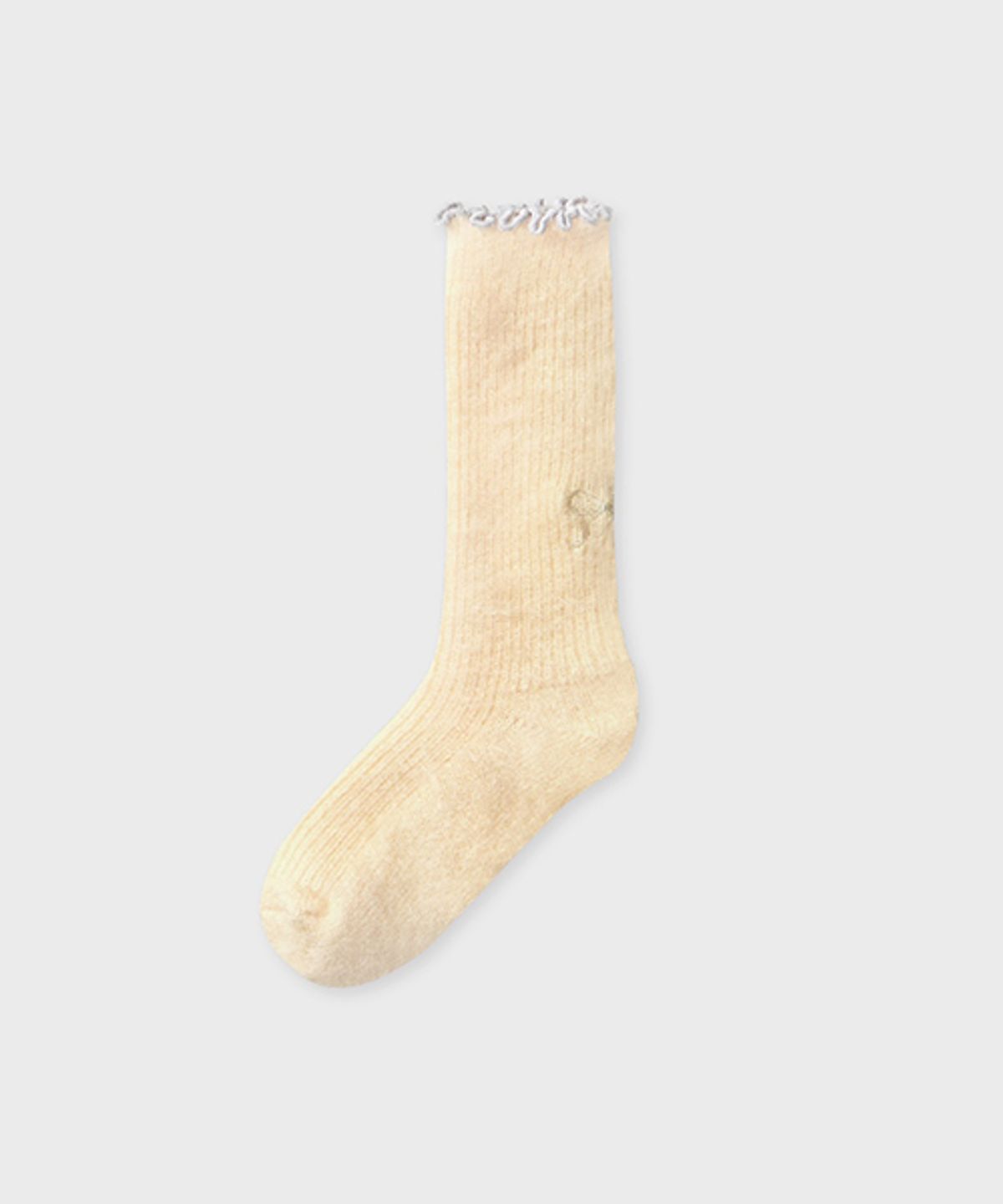 삭스어필(SOCKS APPEAL) RIBBON GIRL silver embroidery winter butter yellow