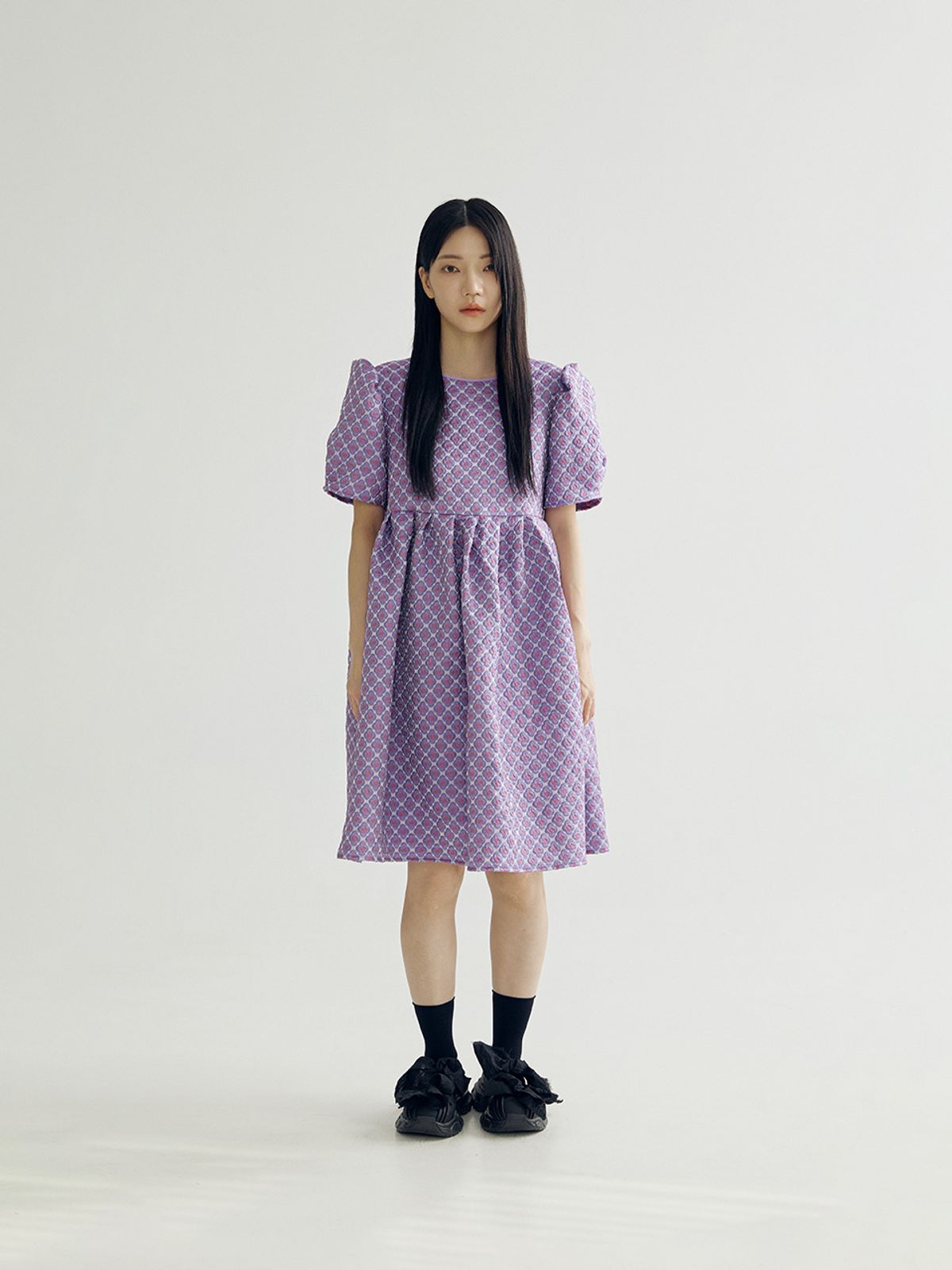 봄날 부티크(BOMNAL BOUTIQUE) 트윙클 미디 드레스 _ 바이올렛