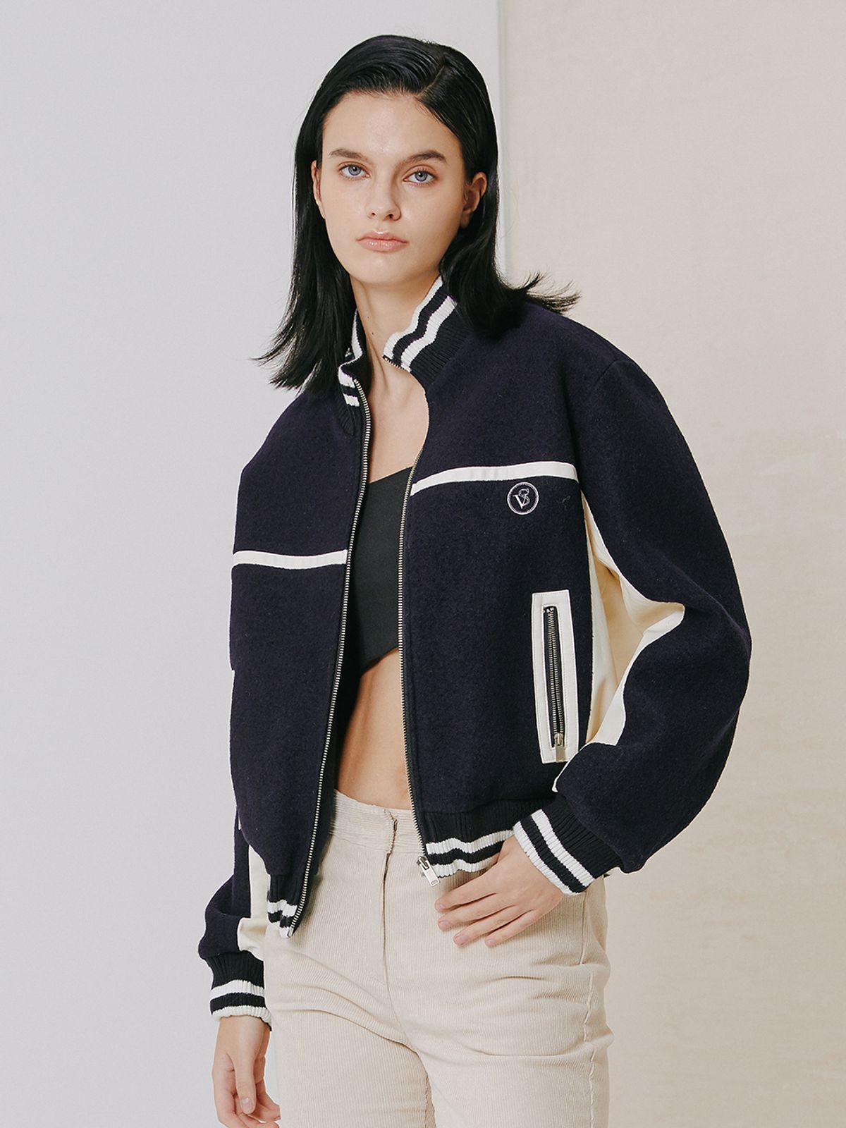 브이엔와이스튜디오(VNYSTUDIO) Visible contrast varsity jumper_YZAJPN2