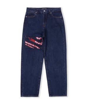 Knit Patched Jeans Indigo