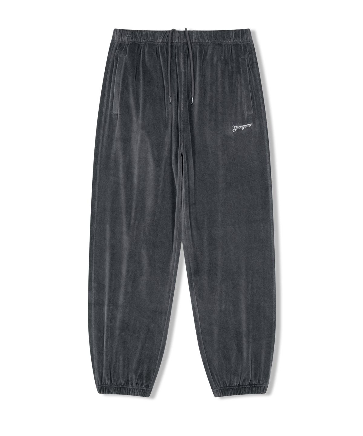예스아이씨(YESEYESEE) Y.E.S Velour Pants Charcoal