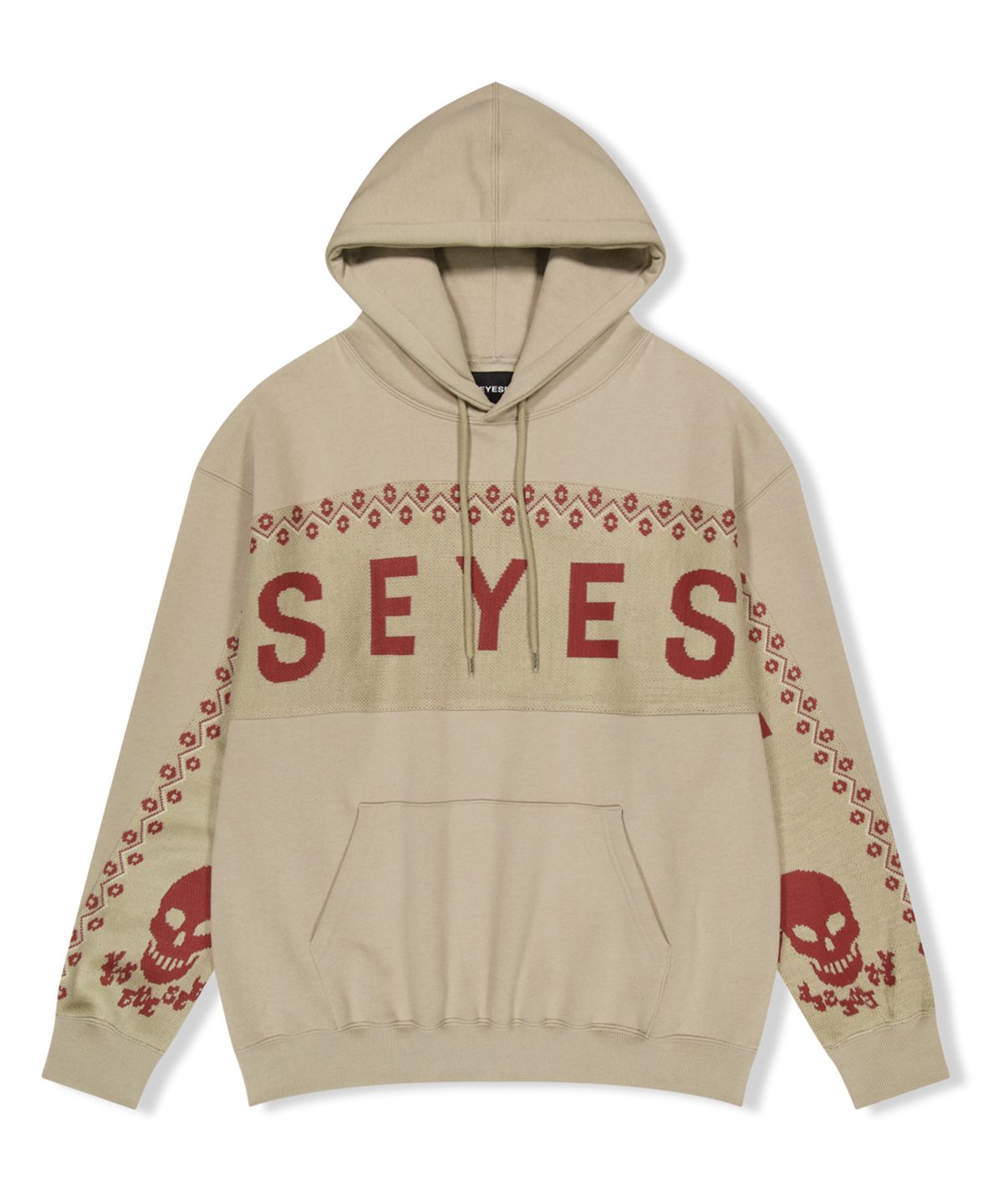 예스아이씨(YESEYESEE) Y.E.S Jacquard Skull Hoodie Stone