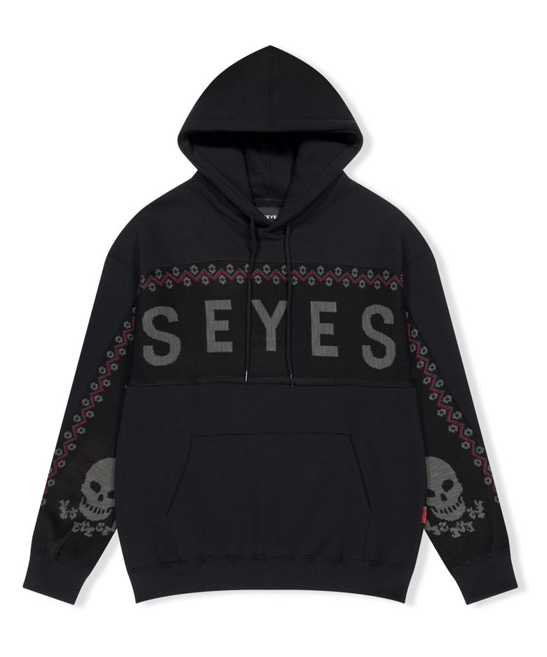 Y.E.S Jacquard Skull Hoodie Black