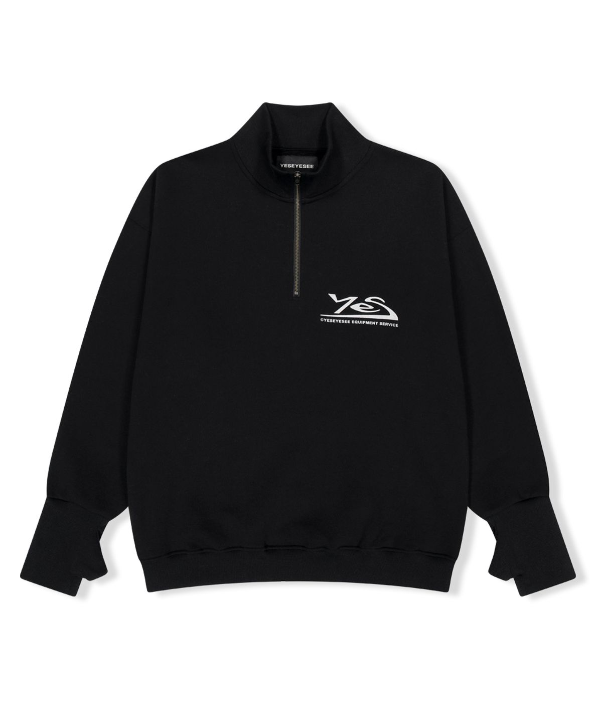 예스아이씨(YESEYESEE) Y.E.S Thumb Hole Half Zip Black
