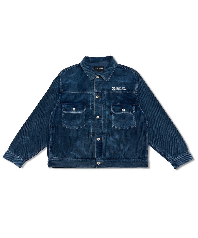 Dyed Corduroy Trucker Jacket Indigo