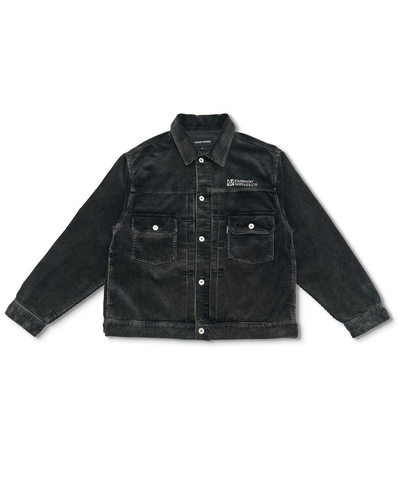 Dyed Corduroy Trucker Jacket Black