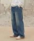 바이오워싱 원턱 와이드 데님 팬츠 [인디고]
