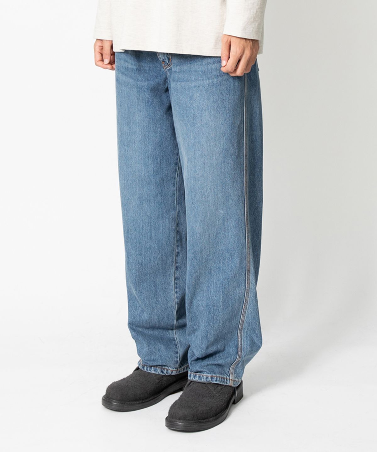 홀리선(HORLISUN) Nasca 5 Pocket Loose Denim Pants Normal Navy