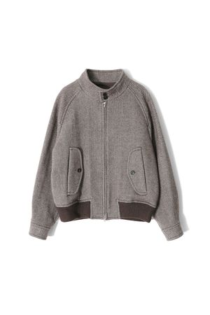 Visitor Wool Twill Harrington Jacket Melange Brown