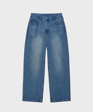 클래식 와이드 데님 팬츠 (미드블루)