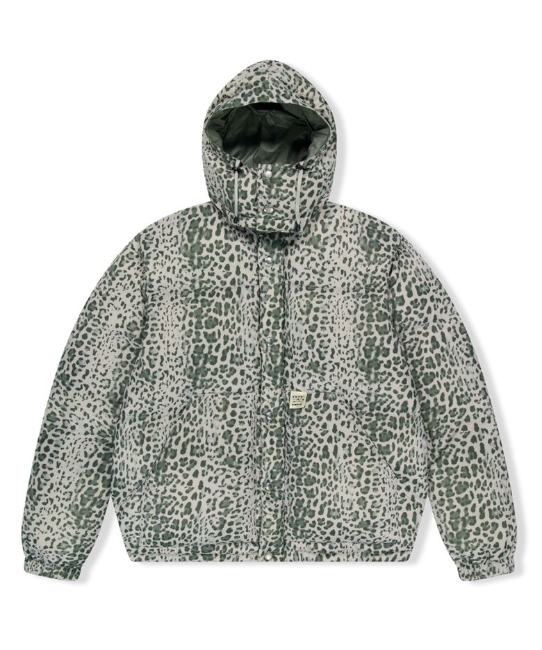 Hooded Down Jacket Leopard