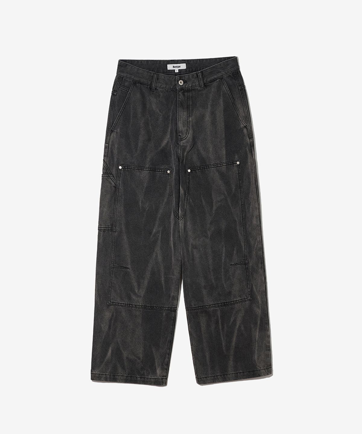 논타입(NONTYPE) TWOTONE CARPENTER DENIM PANTS (BLACK)