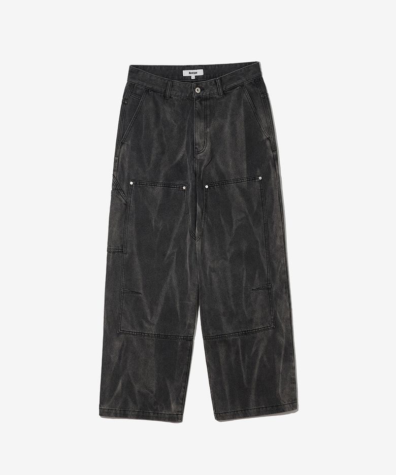 TWOTONE CARPENTER DENIM PANTS (BLACK)