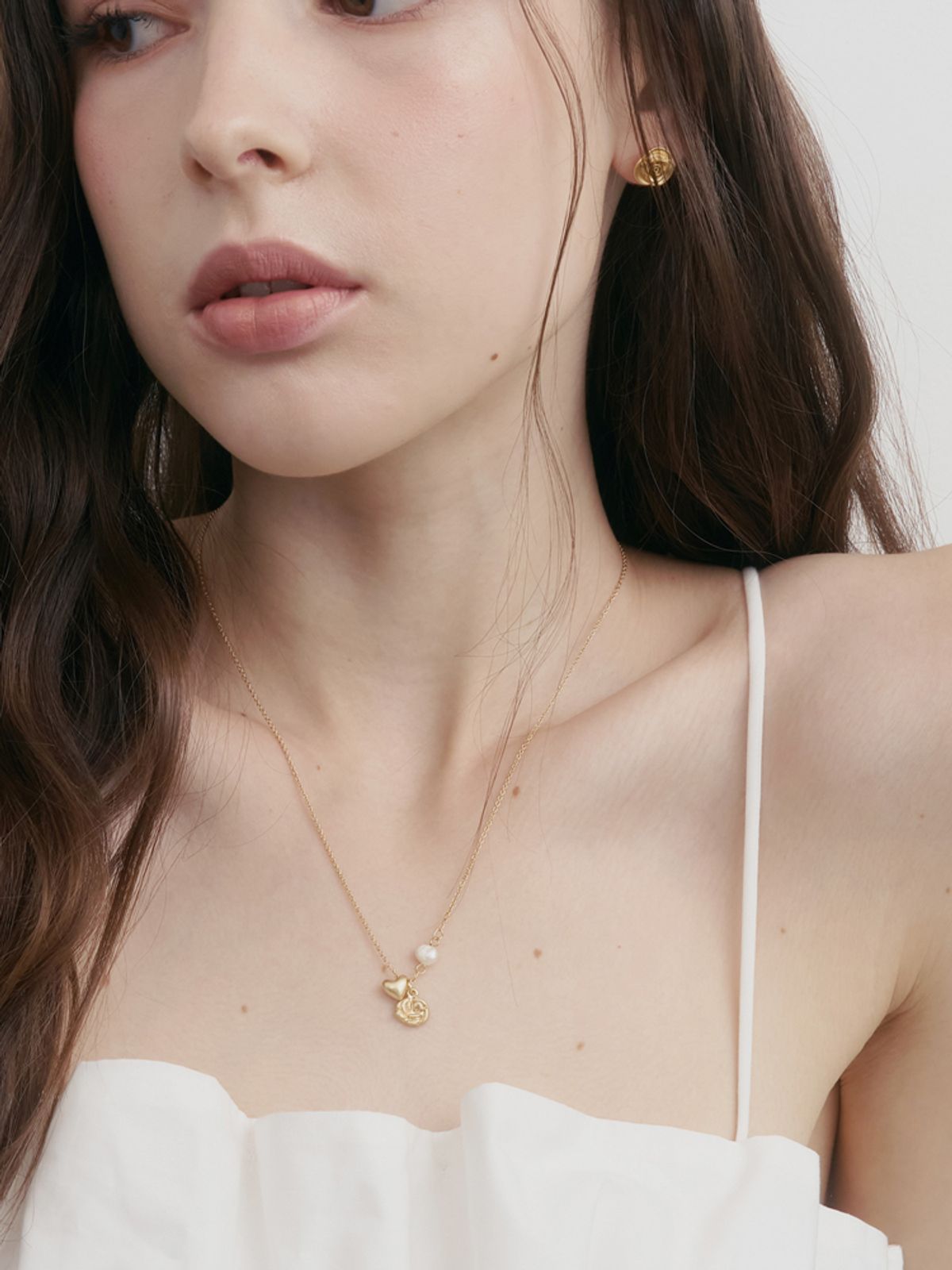 소수(SOSOO) Rose Heart Natural Pearl Necklace