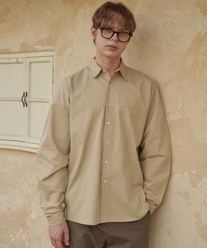 바이오 워시드 오버핏 코튼 셔츠 베이지