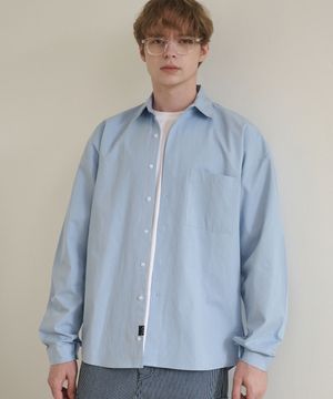 바이오 워시드 오버핏 코튼 셔츠 블루
