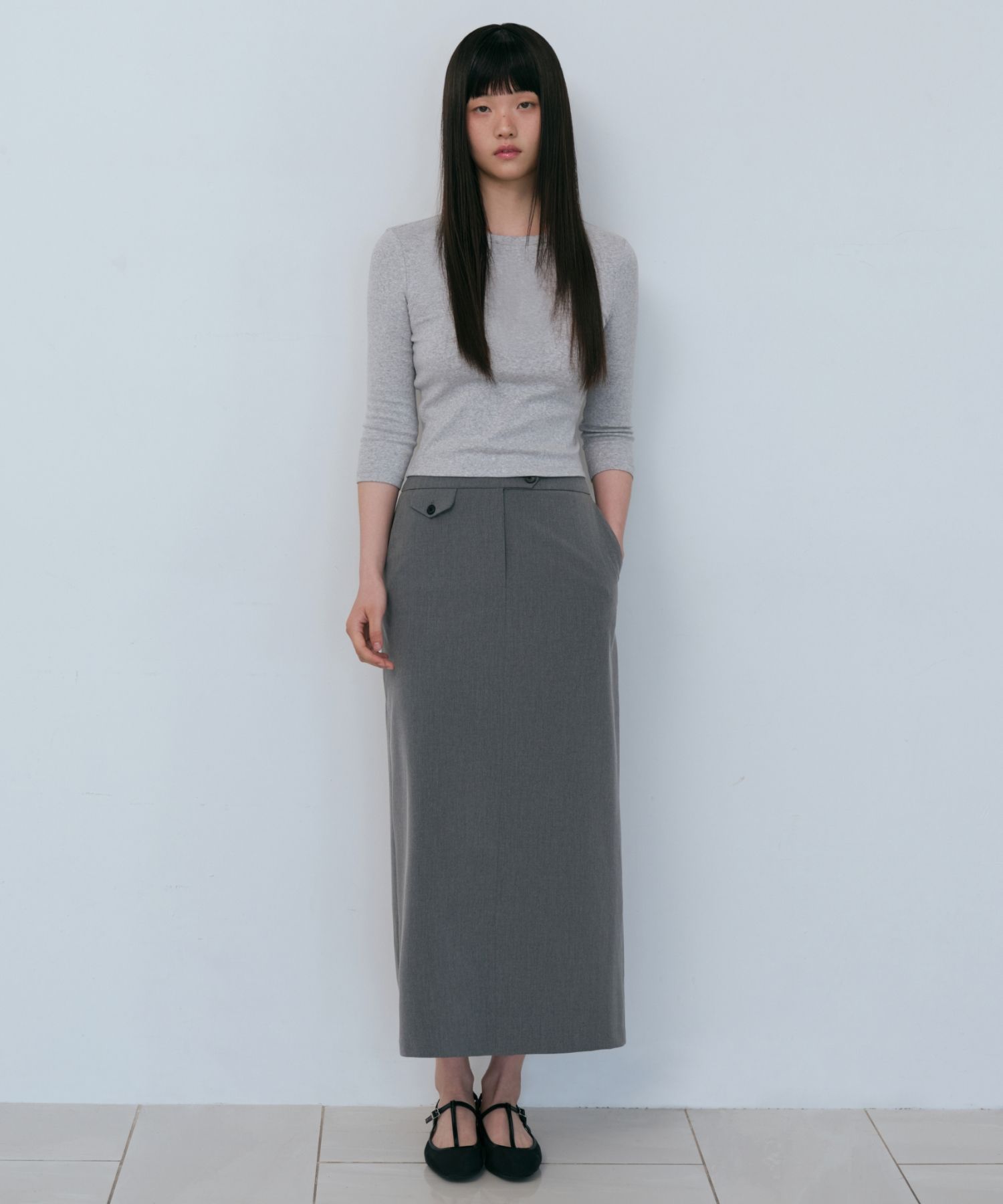 スカート musinsastandardwoman Women's high waist long skirt grey MWAK MUSINSA | MUSINSA STANDARD WOMAN Women's Straight Maxi Skirt