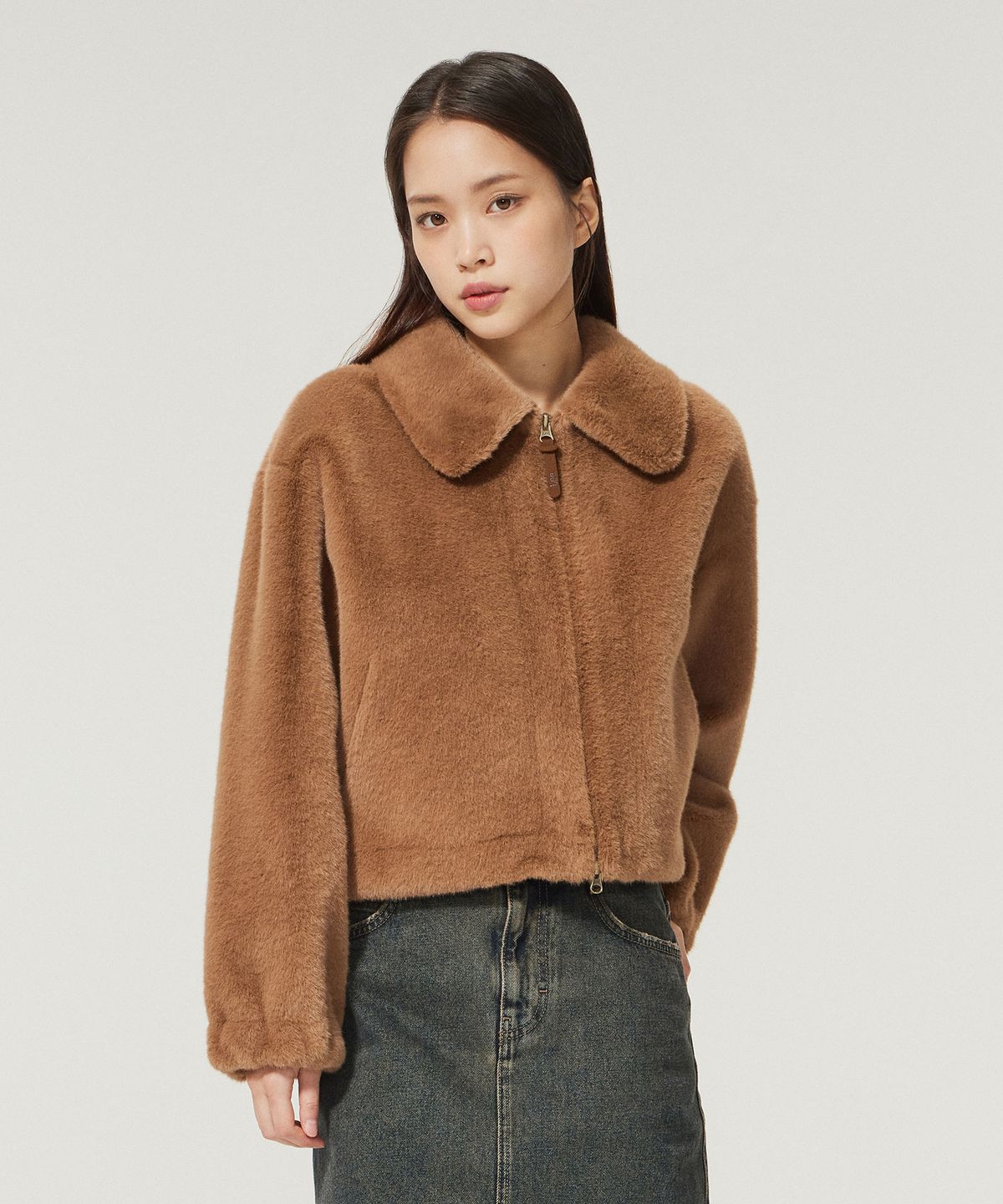 리(LEE) 우먼 페이크퍼 자켓 브라운