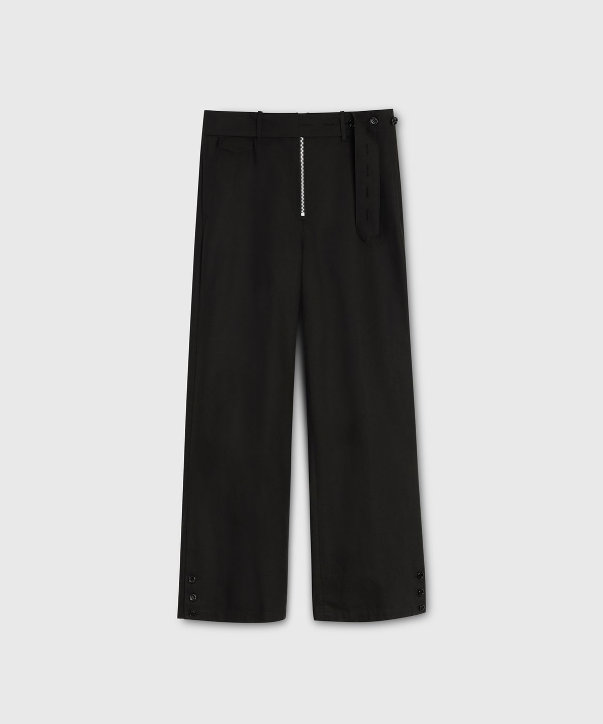타일레(TAILLE) CARMEN BUTTON BELTED MOTO PANTS BLACK