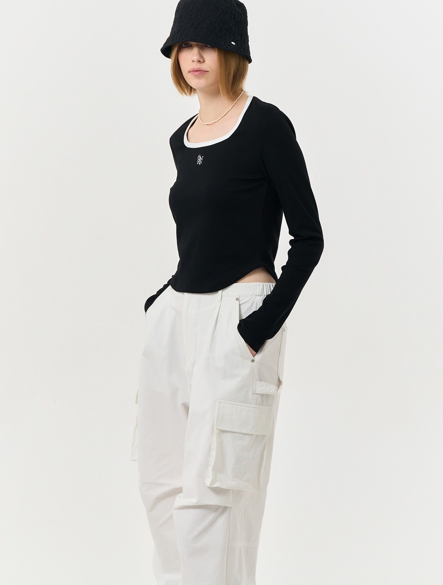 ★GENERAL IDEA★ GNRL Square Color Block Long Sleeve Tee WHI MUSINSA | GENERAL IDEA GNRL Square Color Block Long Sleeve