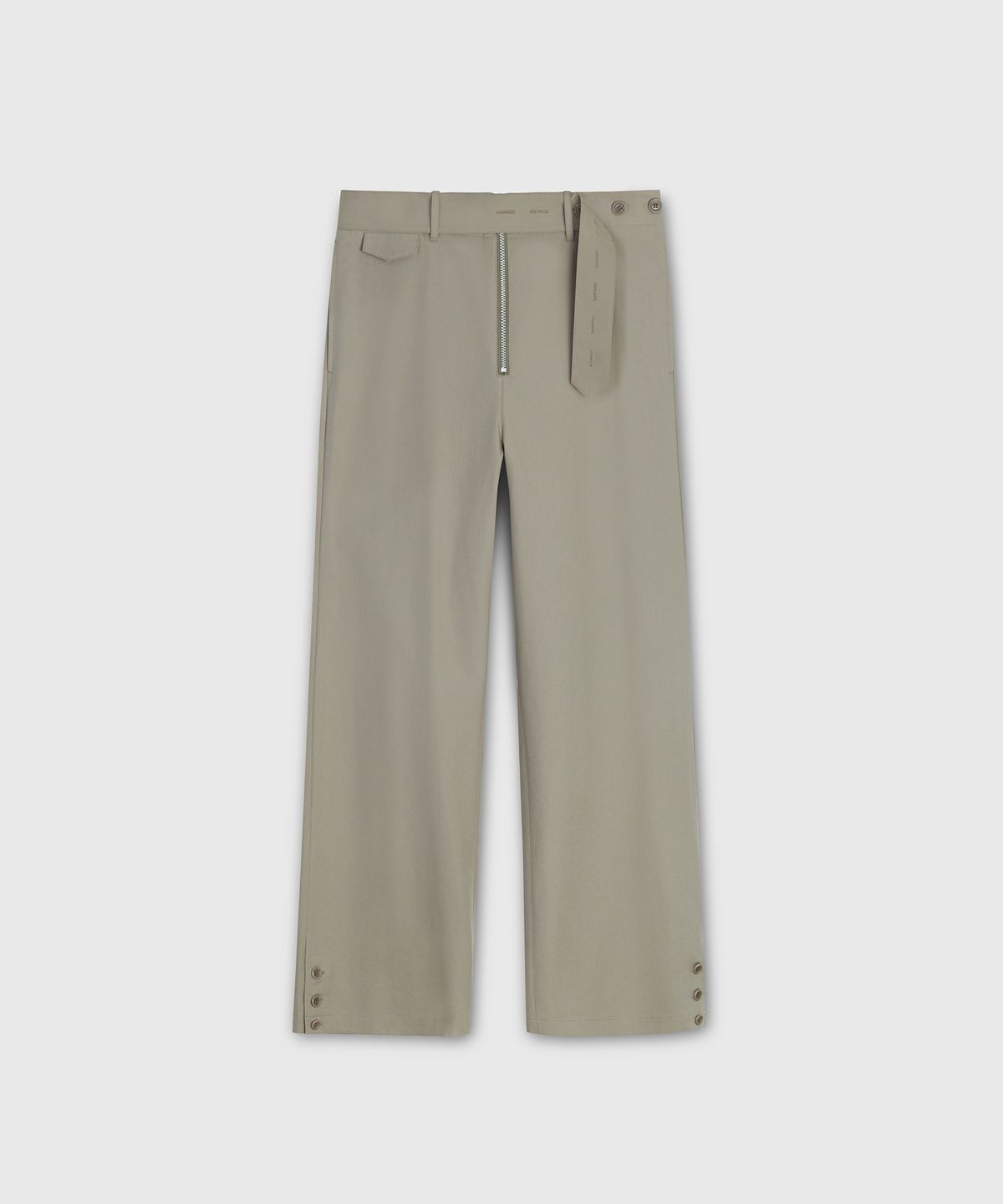타일레(TAILLE) CARMEN BUTTON BELTED MOTO PANTS SAGE GREY