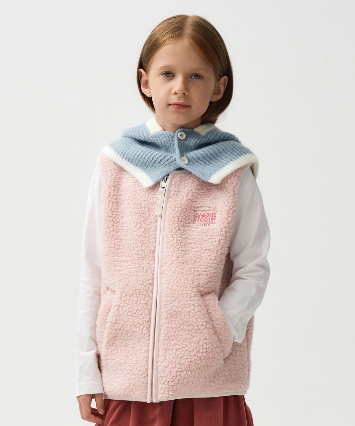 마리떼 키즈(MARITHÉ KIDS) ENFANT CLASSIC LOGO FLEECE VEST baby pink
