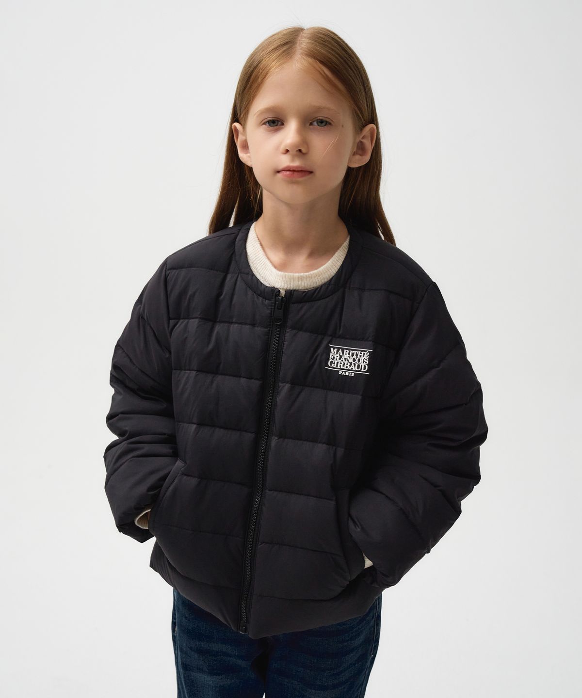 마리떼 키즈(MARITHÉ KIDS) ENFANT COLLARLESS LIGHTWEIGHT DUCK DOWN JACKET black