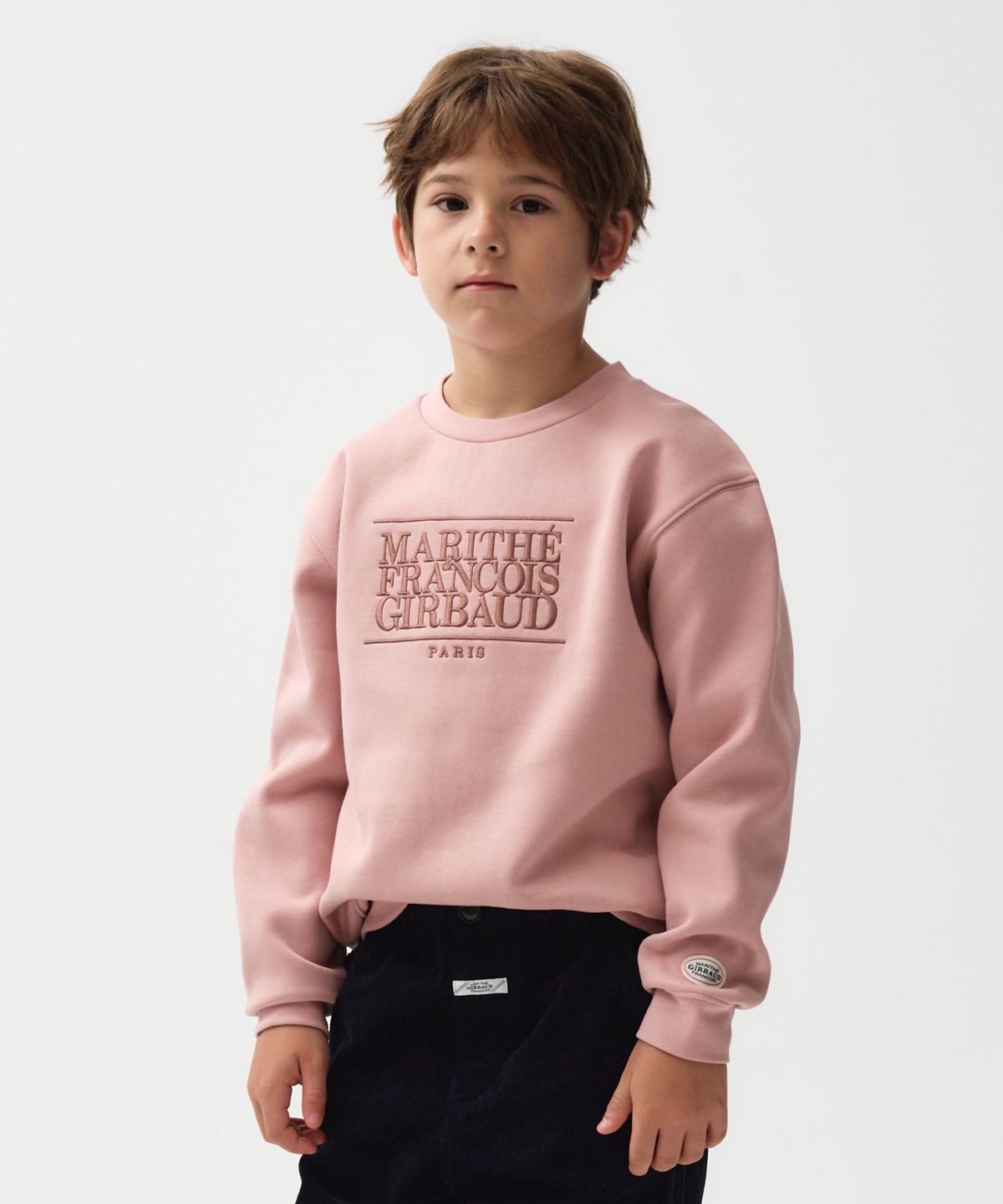 마리떼 키즈(MARITHÉ KIDS) ENFANT CLASSIC LOGO SWEATSHIRT (BRUSHED) gray pink