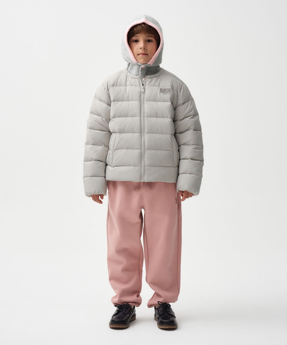 마리떼 키즈(MARITHÉ KIDS) ENFANT CLASSIC LOGO SWEAT PANTS (BRUSHED) gray pink