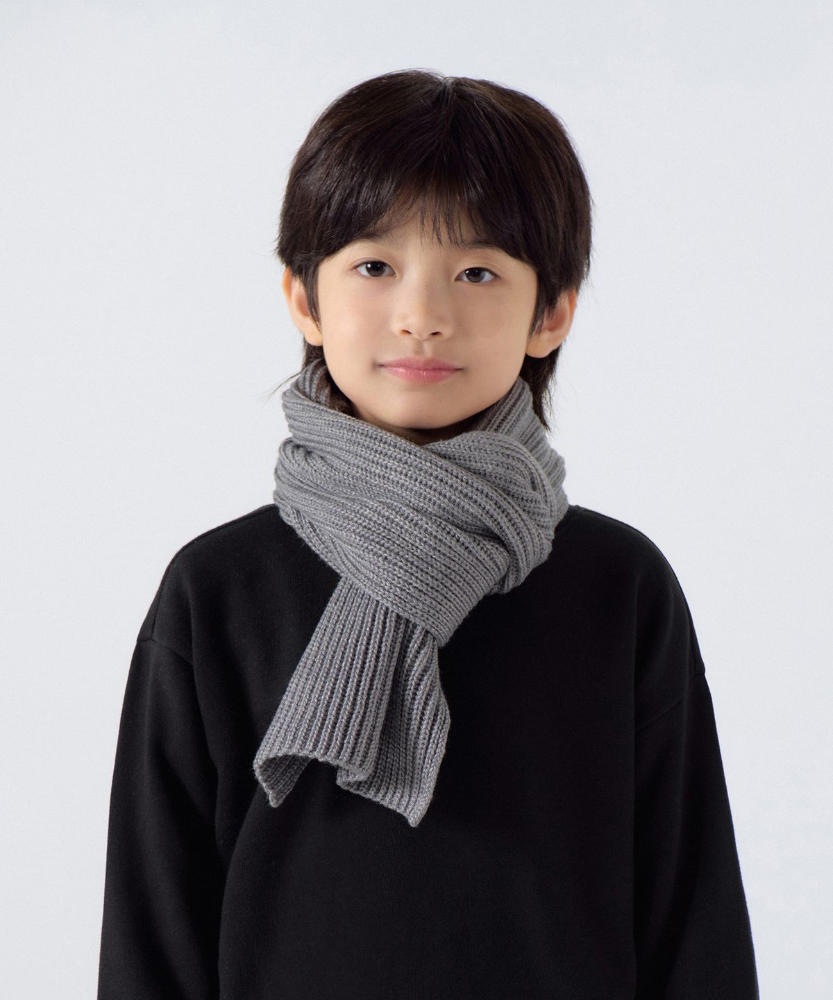 무신사 스탠다드 키즈(MUSINSA STANDARD KIDS) 리브드 니트 머플러 [미디엄 그레이]