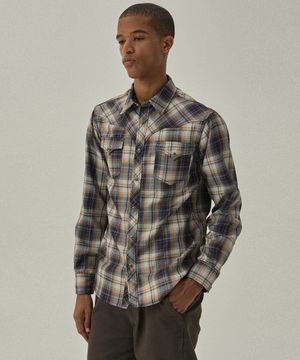 레이버 2115 스탠다드핏 베이지 웨스턴 체크셔츠