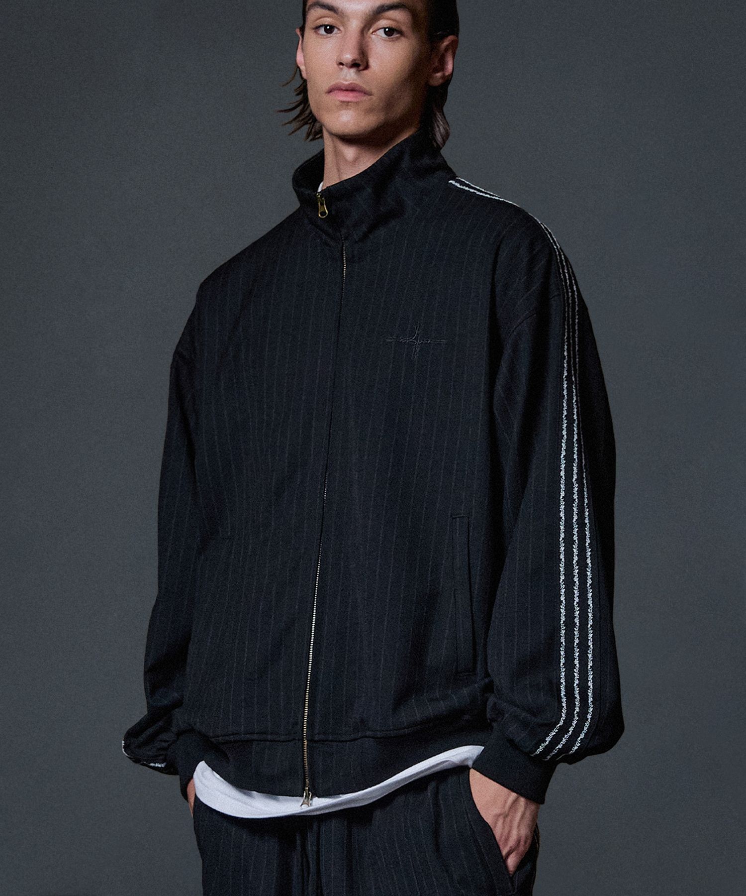 MUSINSA公式 | NOT4NERD Thorns Line Track Jacket - Black