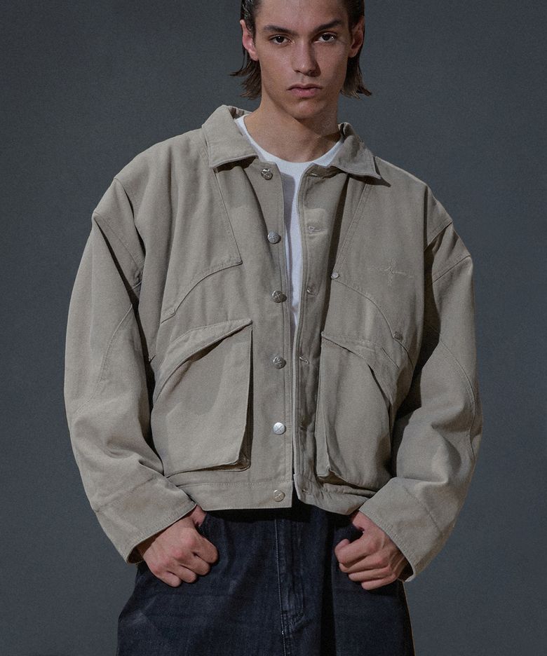 Western Crop Oxford Jacket - Beige