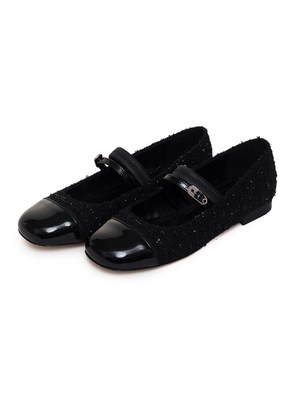 블랑토(BLANC TOE) 트위드플랫 BALLERINA FLATS 10[F61-BLACKTWEED]