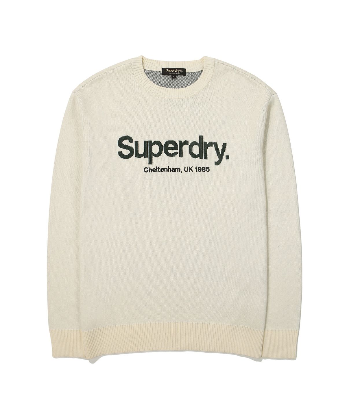 슈퍼드라이(SUPERDRY) 코어 로고 라운드 니트 아이보리