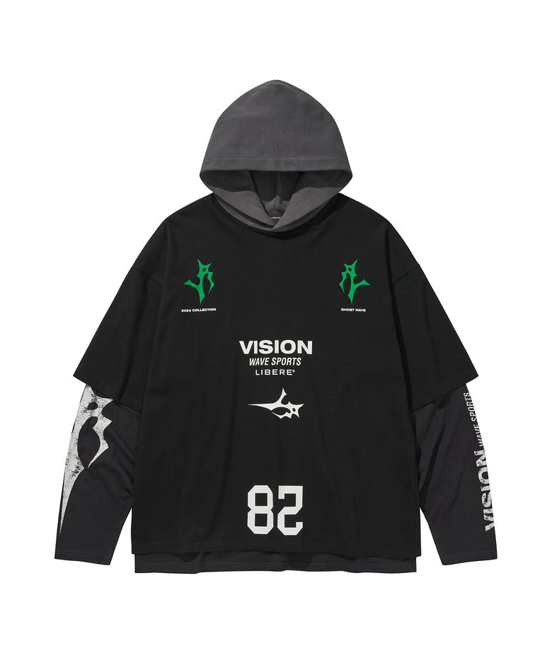 3 LAYERED HOODIE / BLACK