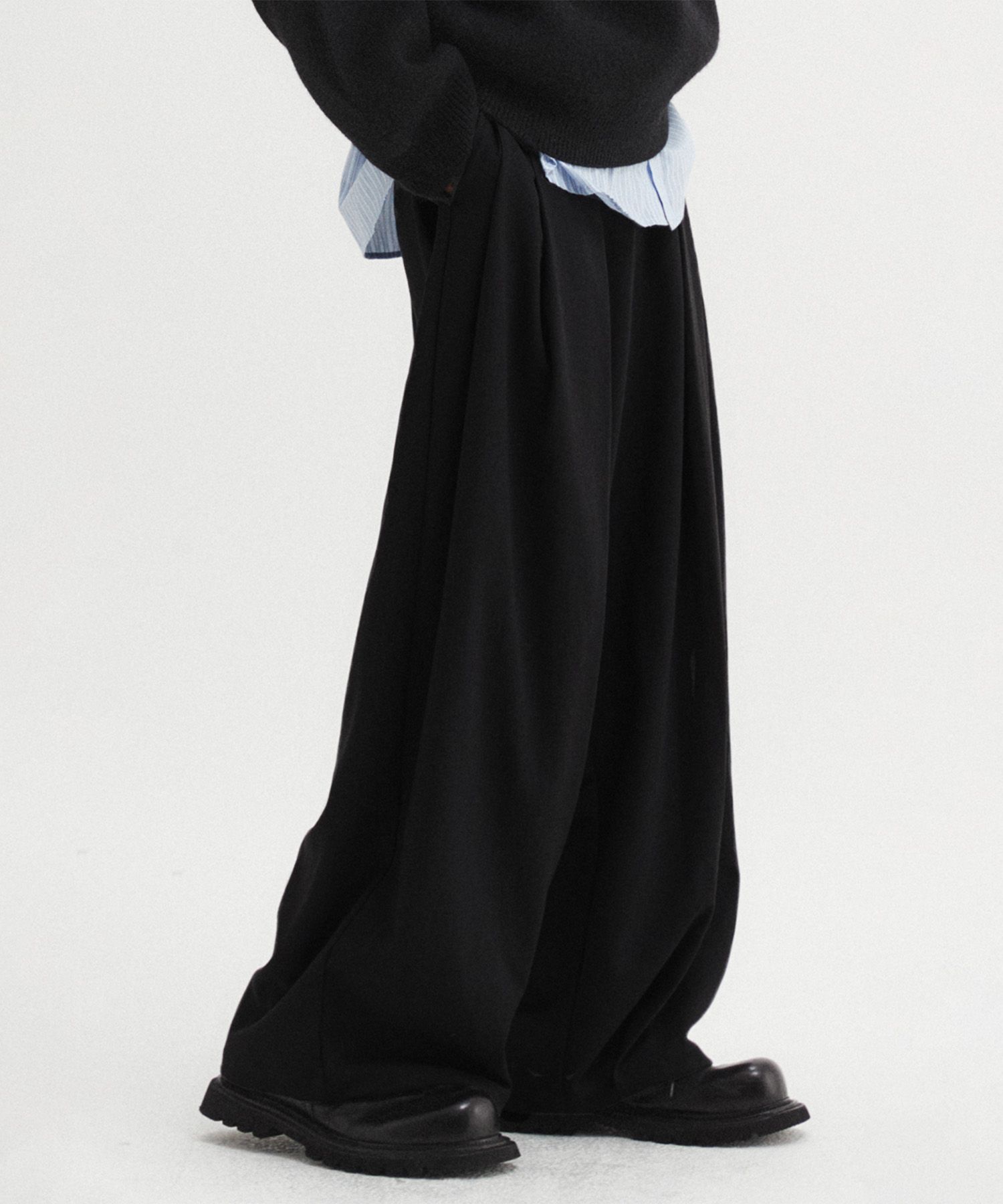 スラックス DNSR Multi-pleated wide slacks 5FT0048 MUSINSA | DNSR Multi-pleated wide slacks black