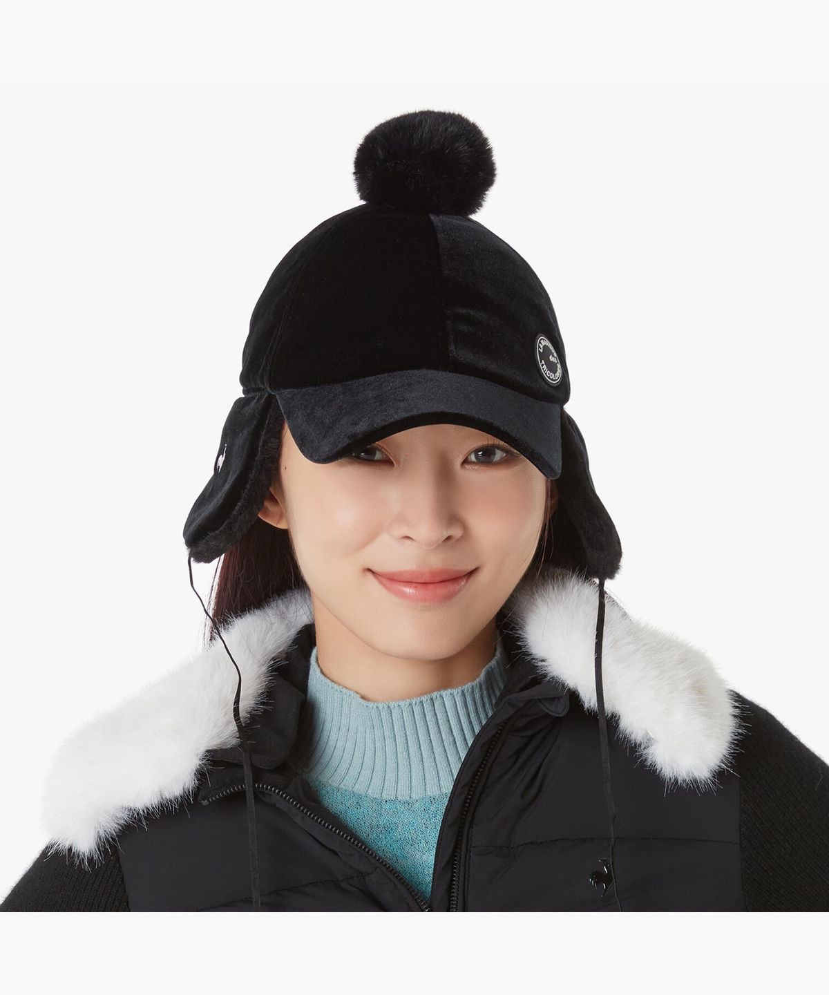 르꼬끄 골프(LECOQ GOLF) 여성 퍼 방울 귀달이 방한 캡 (GP422LCPO1)