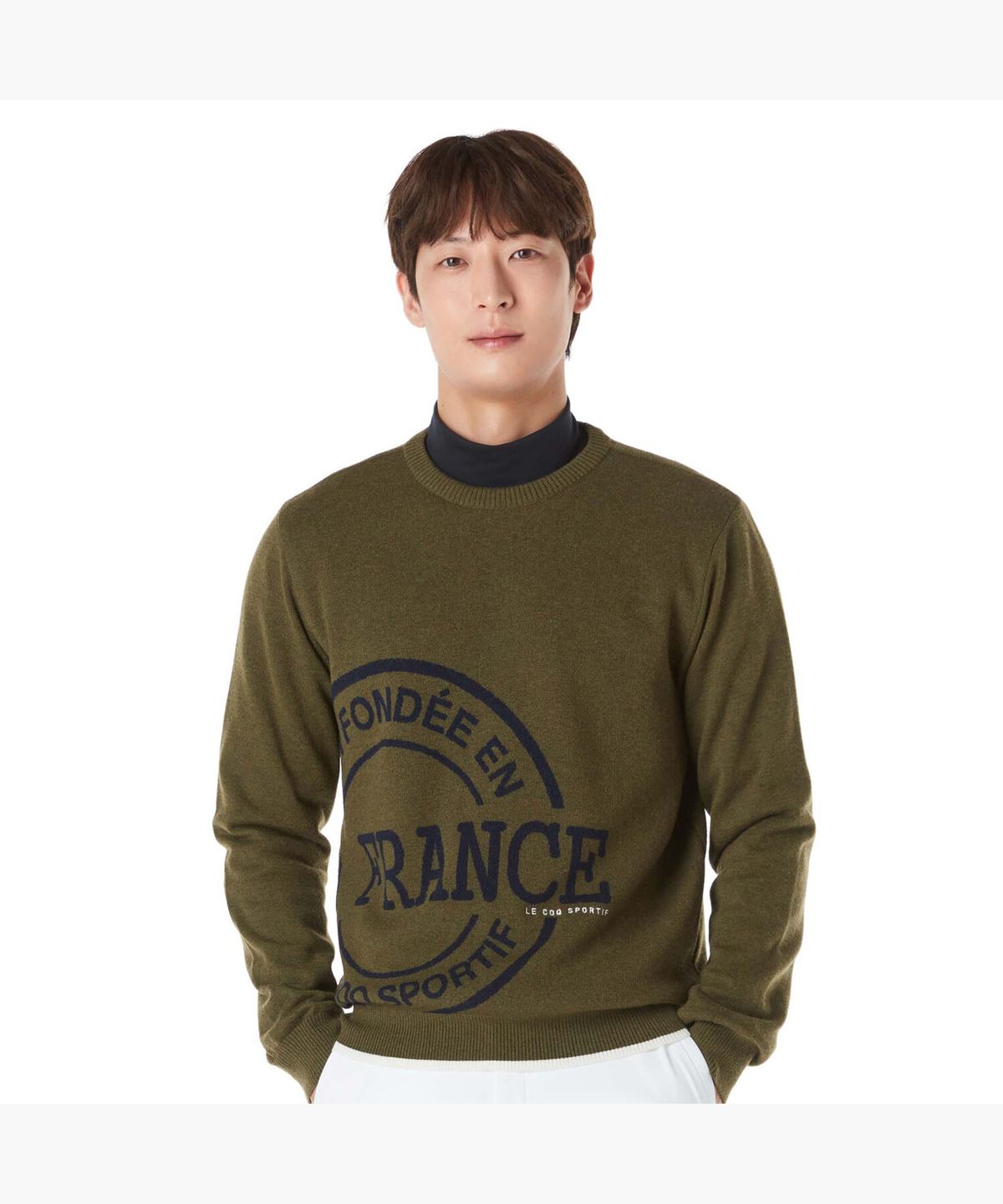 르꼬끄 골프(LECOQ GOLF) 남성 울혼방 라운드 스웨터 (GP421MKPO4)