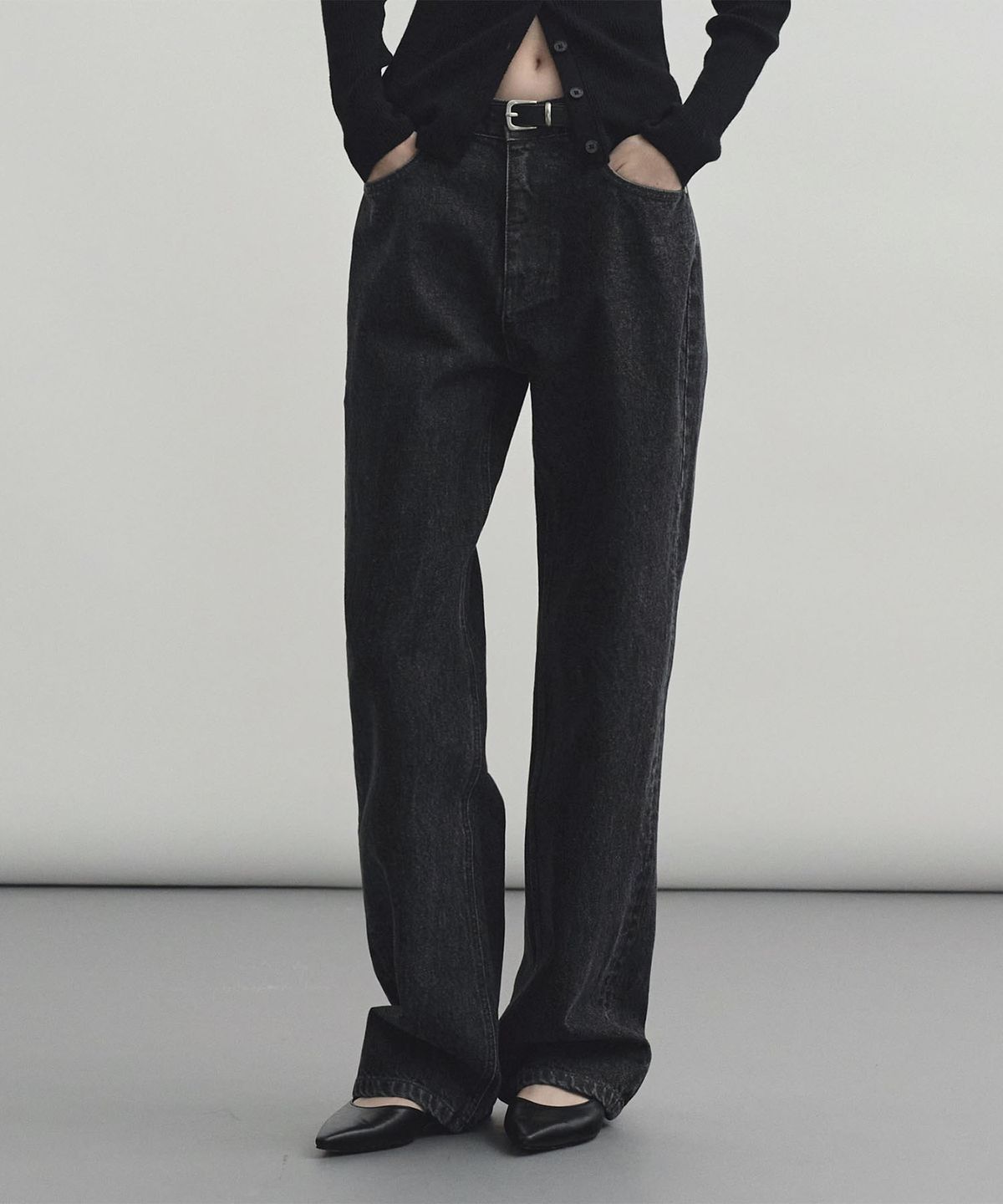 몽돌(MONGDOL) 스트레이트 AMC 데님진 블랙 MDPT056BLACK