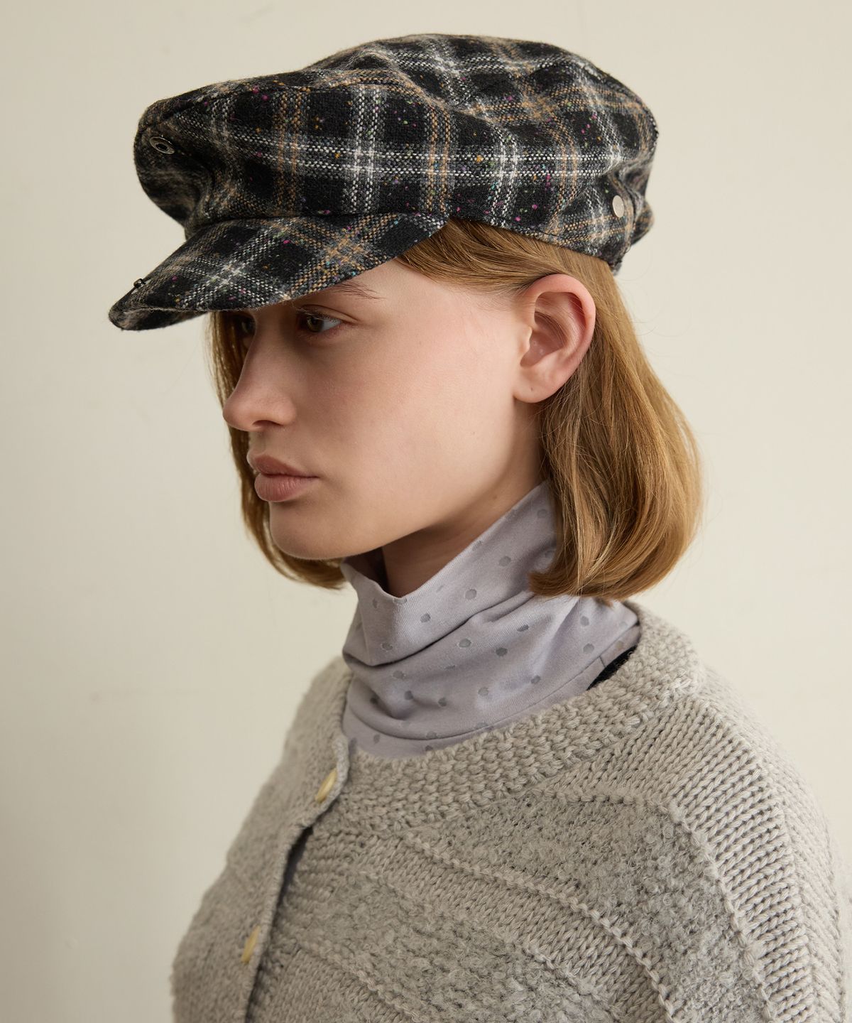 펀프롬펀(FUNFROMFUN) CHECK HUNTING CAP, BLACK