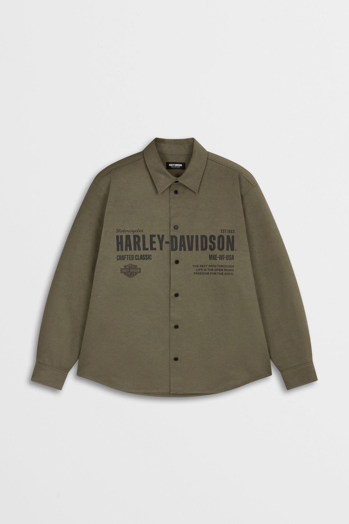 할리데이비슨 컬렉션스®(HARLEY-DAVIDSON COLLECTIONS®) HD 로고 프린트 셔츠_카키 HH14310201
